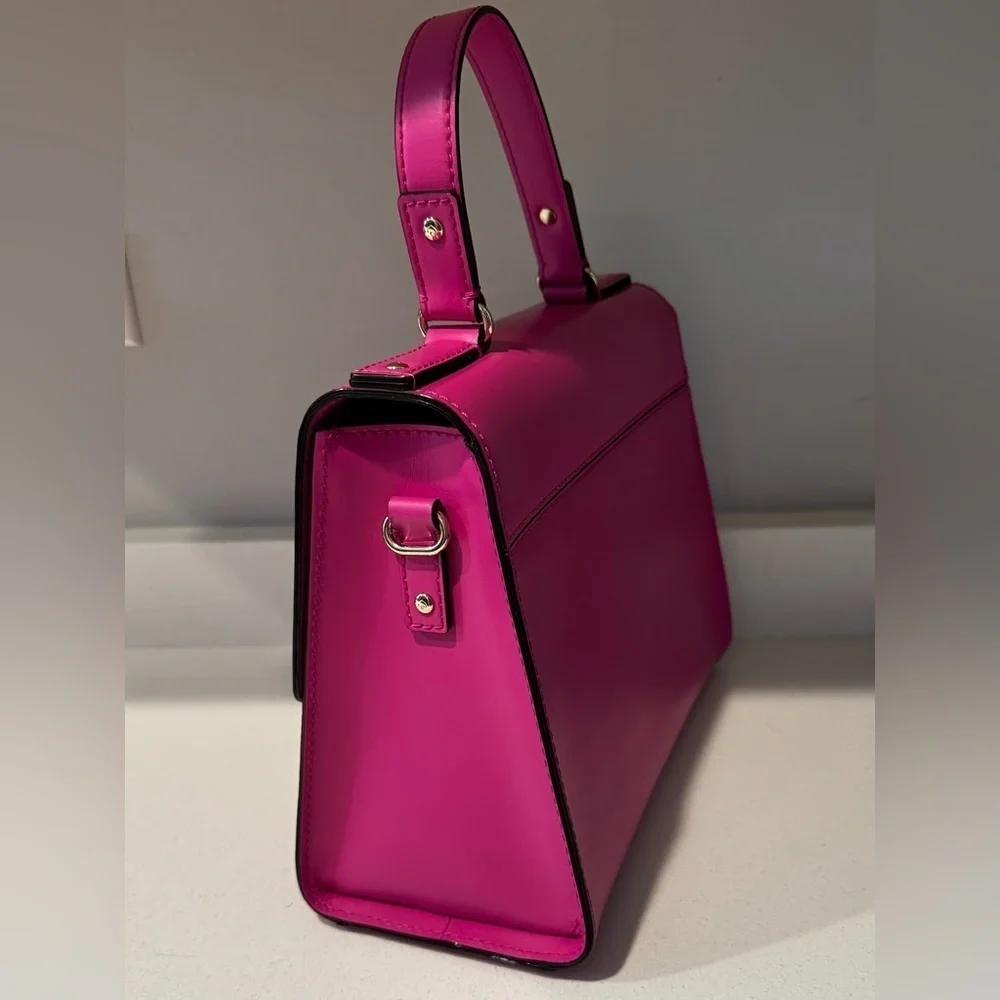 Kate Spade Doris Fuchsia Pink Satchel/Crossbody With Latch Closure Detail